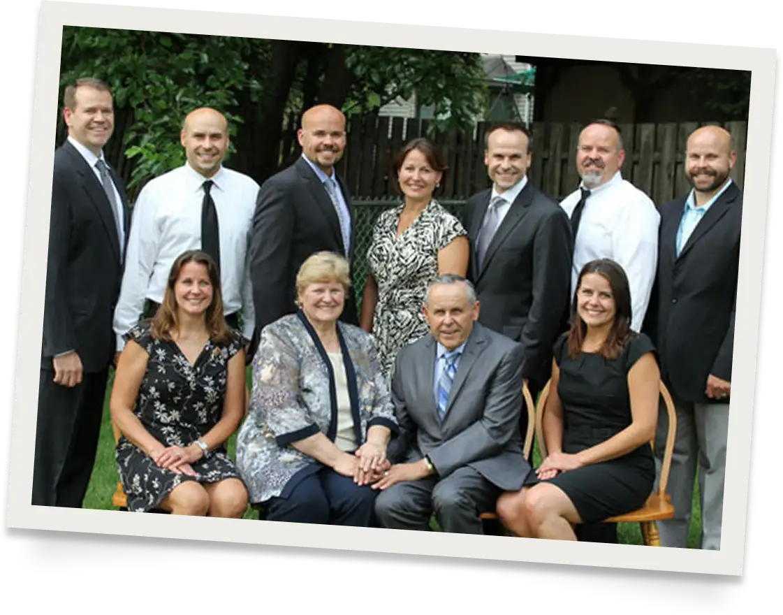 Photo of David Szostak with his parents and 8 siblings